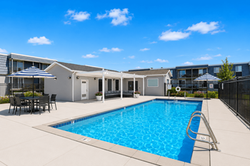 Park station swimming pool & outdoor lounge with firepit